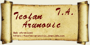 Teofan Arunović vizit kartica